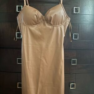 Love J nude faux leather dress